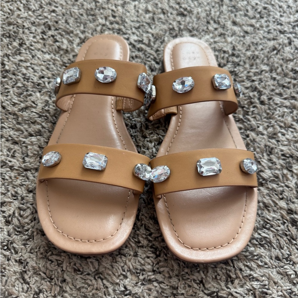 a new day Tan Sandals with Sparkling Accents